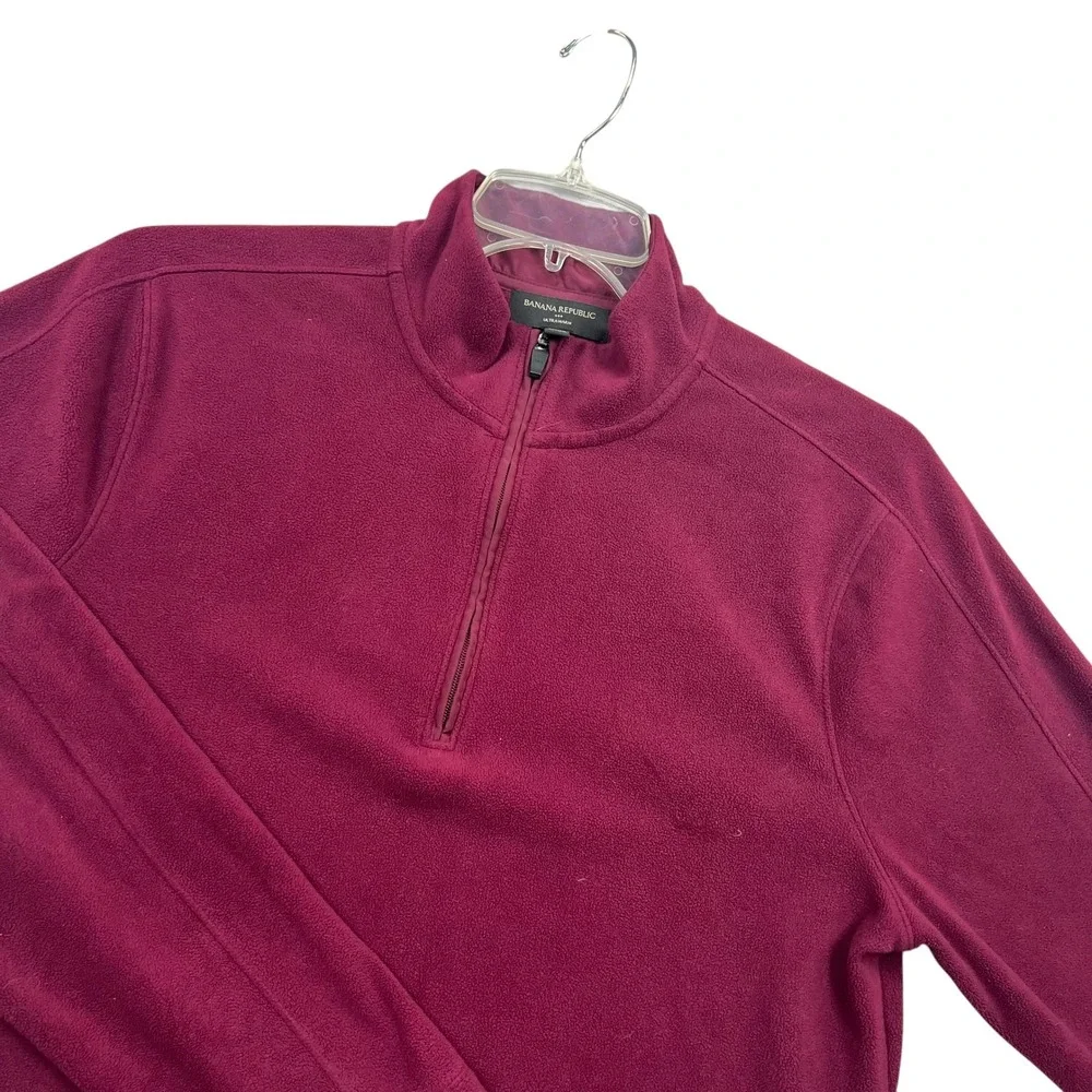 Banana Republic Fleece Pullover Mens L Burgundy Ultrawarm Quarter Zip 386851-02